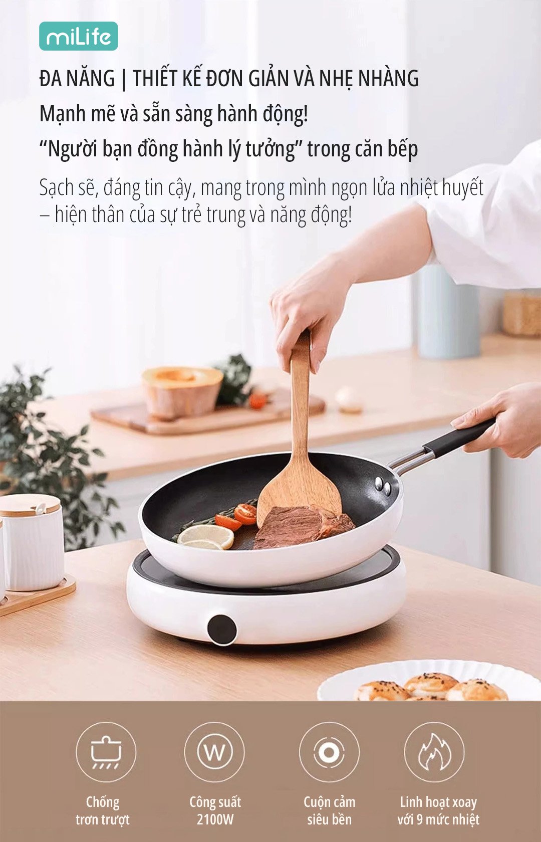 Bếp từ Xiaomi miLife Youth Lite 9 mức nhiệt - Chính hãng Bếp từ Xiaomi miLife Youth Lite 9 mức nhiệt thiết kế tinh gọn