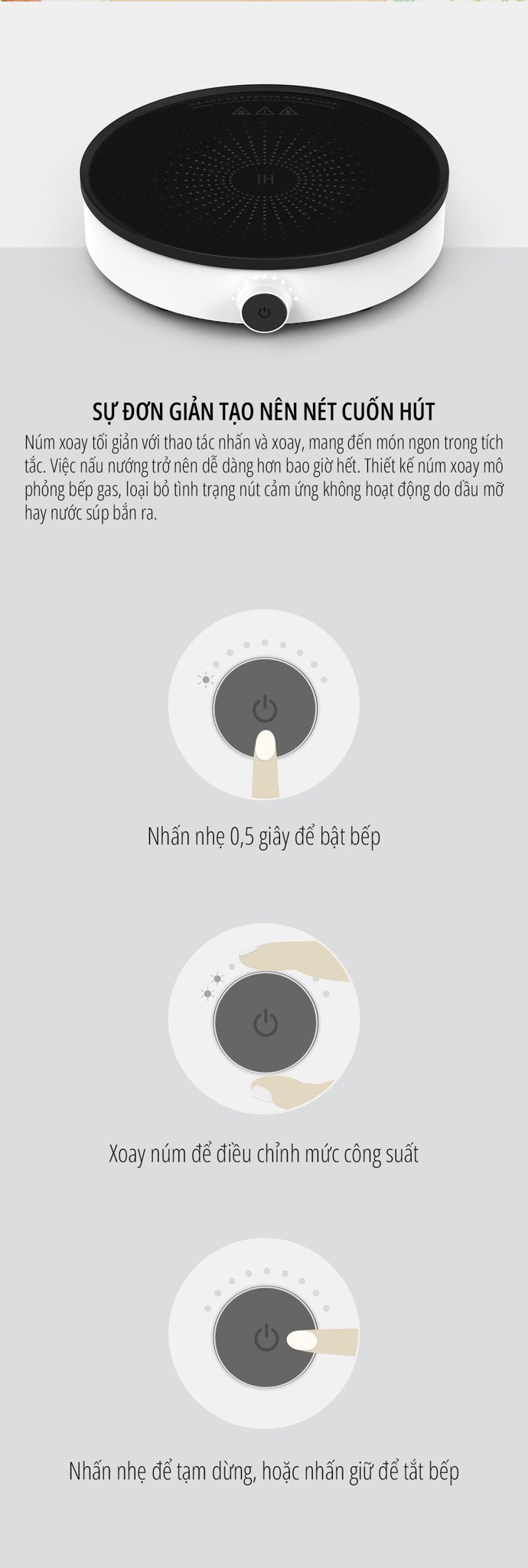 Bếp từ Xiaomi miLife Youth Lite 9 mức nhiệt - Chính hãng Bếp từ Xiaomi miLife Youth Lite 9 mức nhiệt thao tác đơn giản