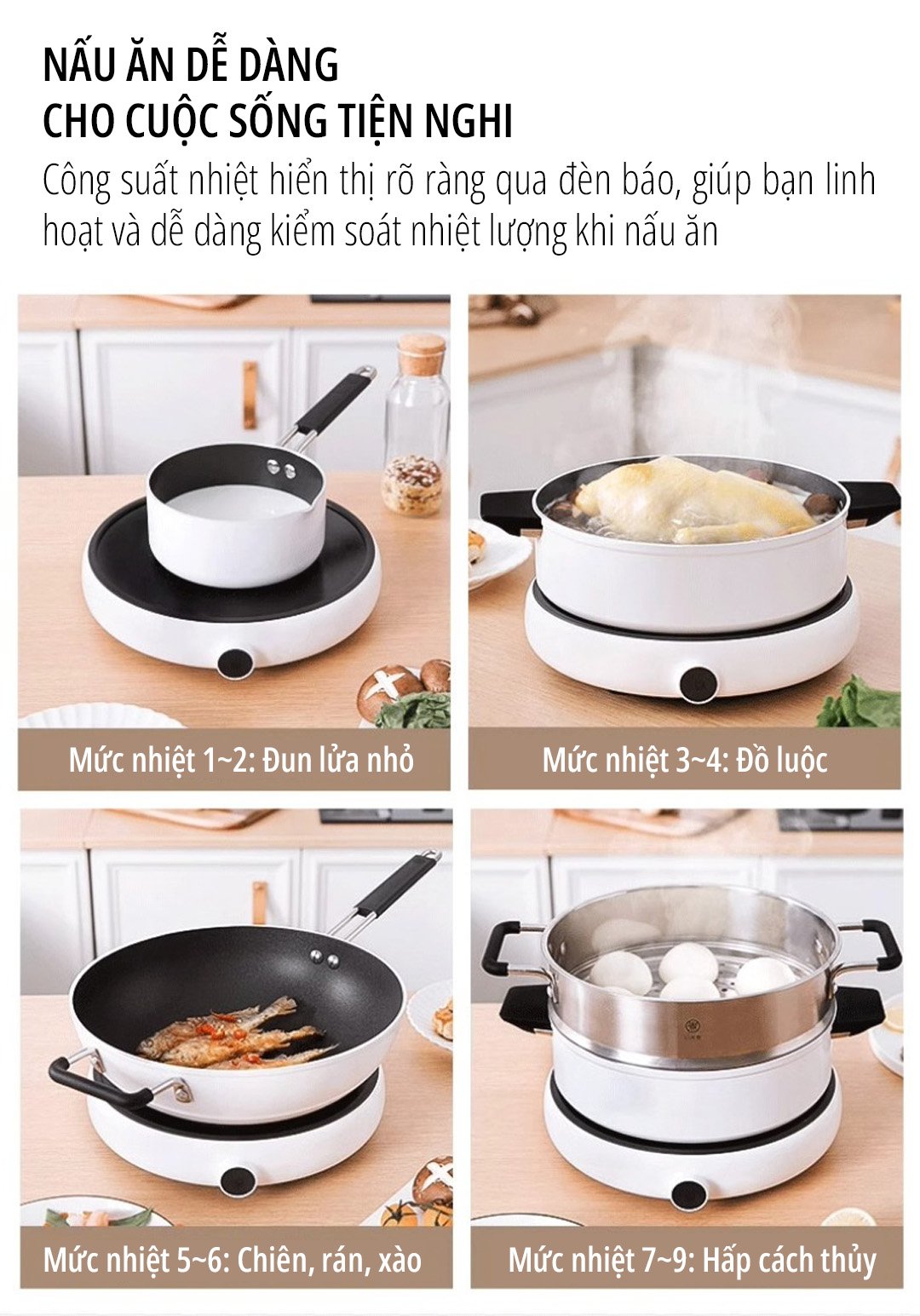 Bếp từ Xiaomi miLife Youth Lite 9 mức nhiệt - Chính hãng Bếp từ Xiaomi miLife Youth Lite 9 mức nhiệt nấu ăn dễ dàng