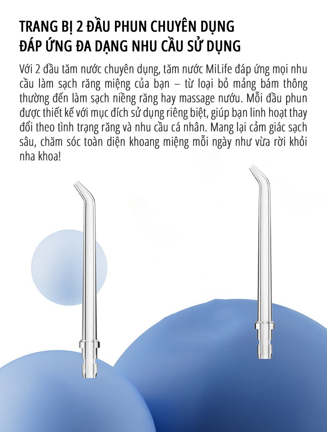 Máy tăm nước miLife MEO803 bình nước 150ml - Chính hãng Máy tăm nước miLife MEO803 trang bị 2 đầu phun