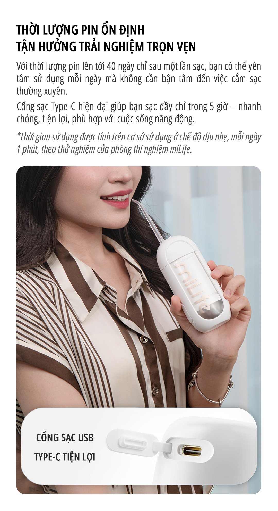 Máy tăm nước miLife MEO803 bình nước 150ml - Chính hãng Máy tăm nước miLife MEO803 pin ổn định