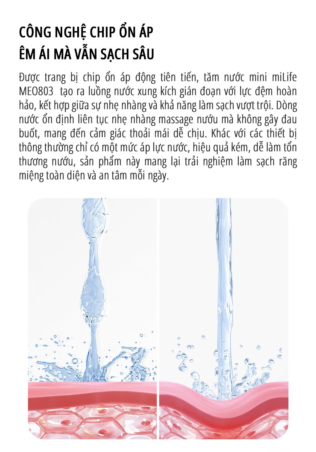 Máy tăm nước miLife MEO803 bình nước 150ml - Chính hãng Máy tăm nước miLife MEO803 công nghệ chip