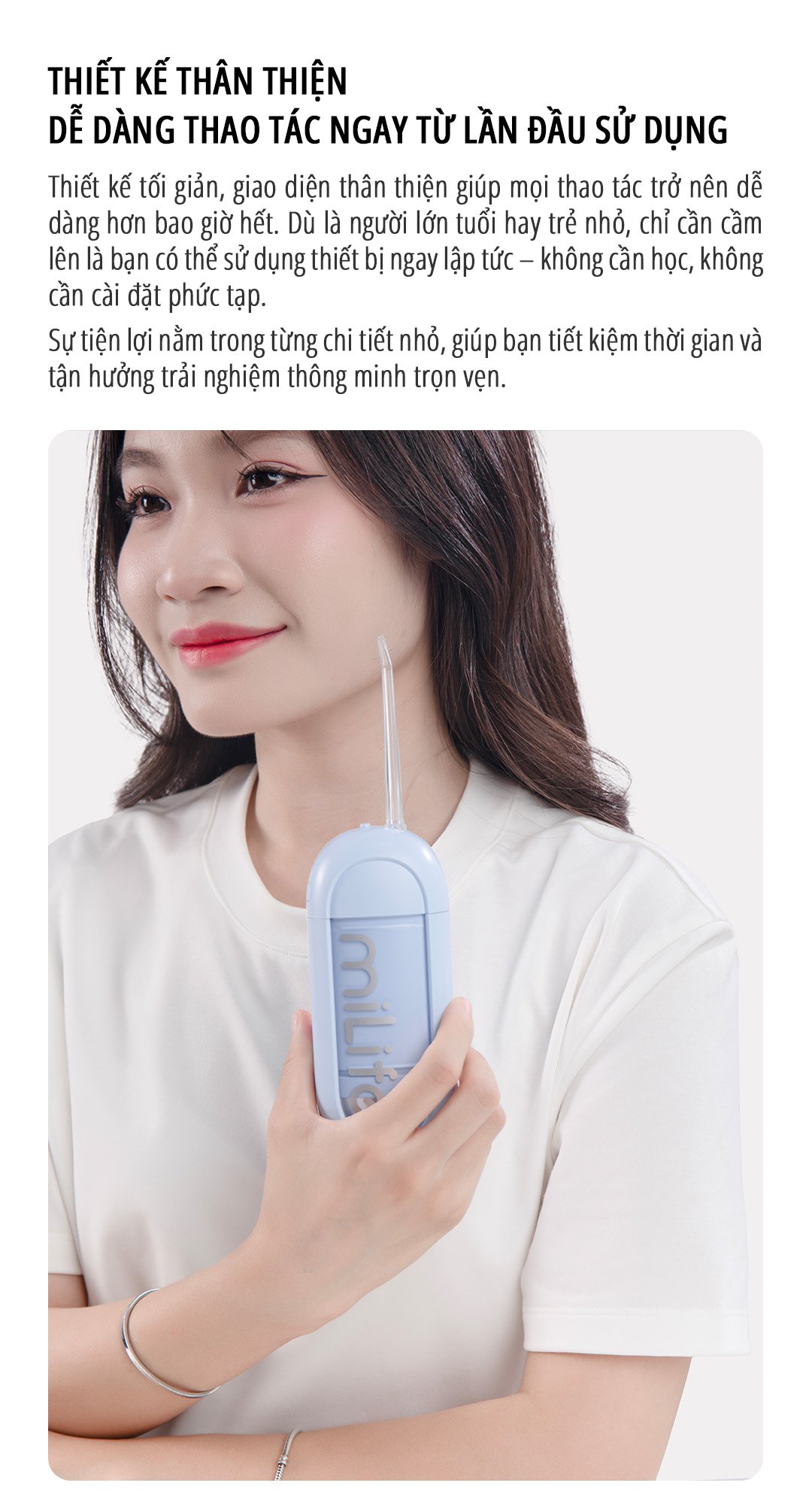 Máy tăm nước miLife MEO803 bình nước 150ml - Chính hãng Máy tăm nước miLife MEO803 thiết kế thân thiện