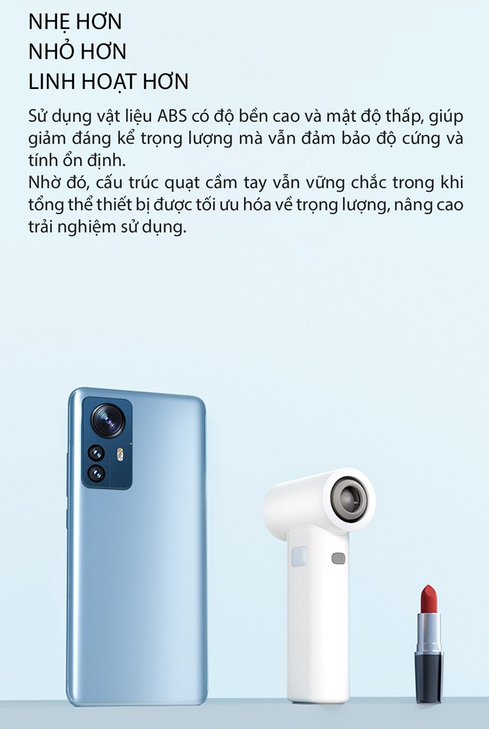 Quạt cầm tay phản lực miLife F1 đa năng - Chính hãng Quạt cầm tay phản lực miLife F1 kích thước thực tế